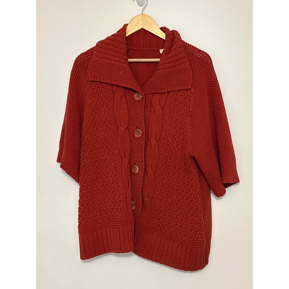 Chico's Cable Knit Shawl Collar Cardigan Sweater Womens Size 3 XL Rustic Fall